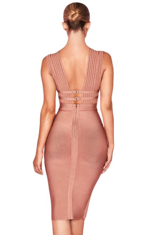 Plunge Neck Bandage Dress