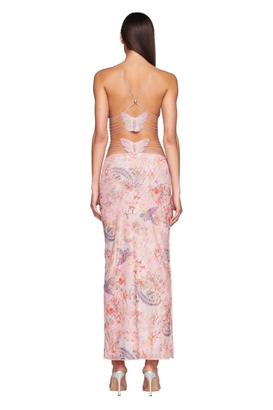 Butterfly Backless Midi Dress