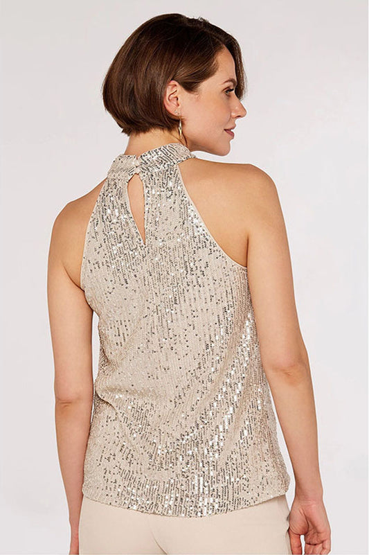 Apricot Sequin Halter Neck Top