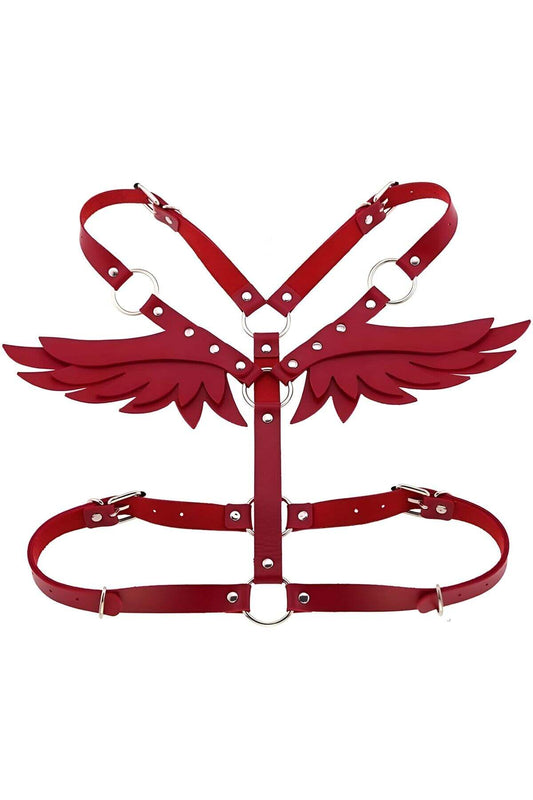 Stylish Leather Harness with Angel Wing Detail - sexy harness