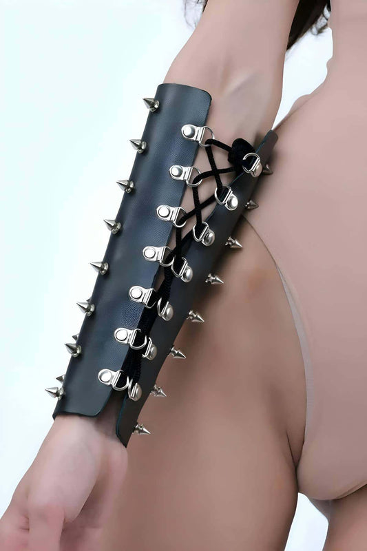 Nail Detailed Arm Jewelry, Body Accessory Leather Harness