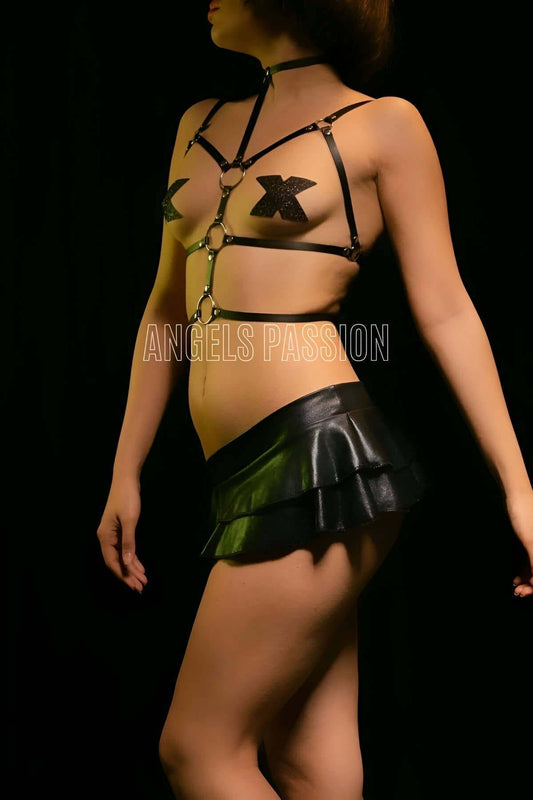 Leather Chest Accessory, Sexy Leather Fantasy Wear Chest Harness
