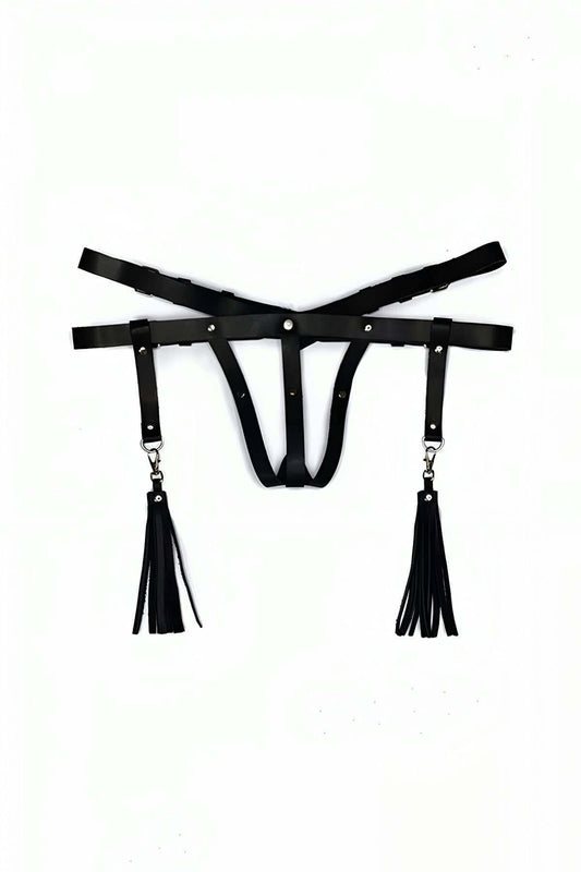 Leather Underwear Tassel Thong Harness
