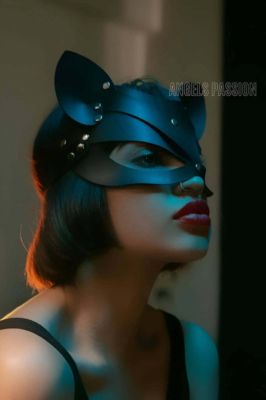 Leather Cat Mask - Leather Mask - Sexy Mask