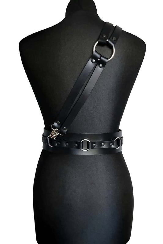 Leather Shoulder Tie Waist Belt Harness