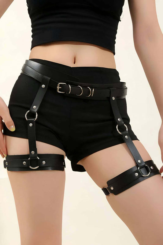 Black Leather Garter Harness