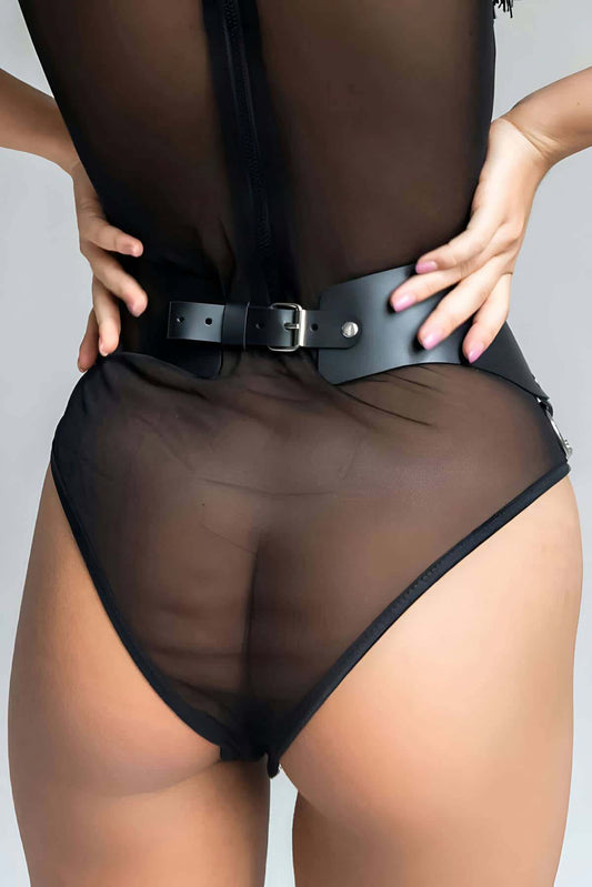 Chain Leather Belt, Stylish Waist Belt, Chain Detailed Dress Belt