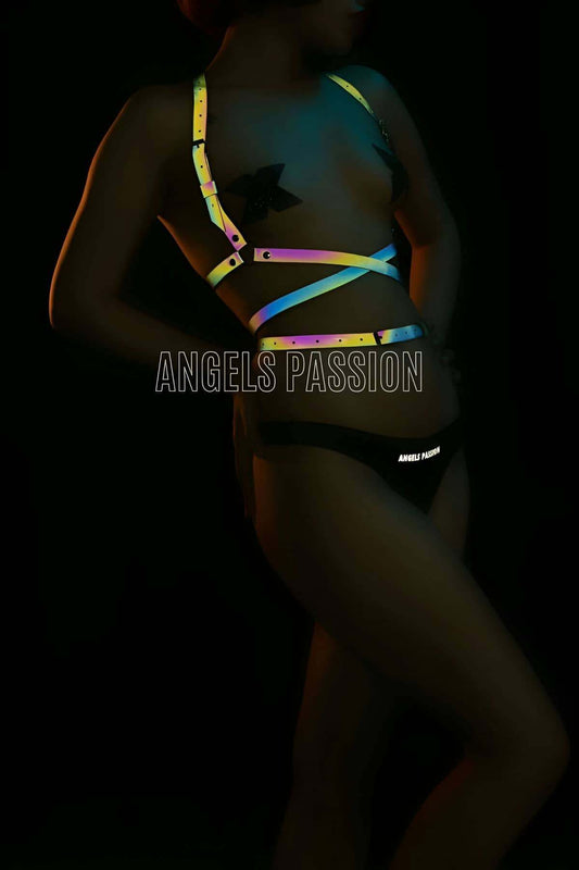 Waist Wrap Detailed Colorful Reflective Chest Harness in the Dark