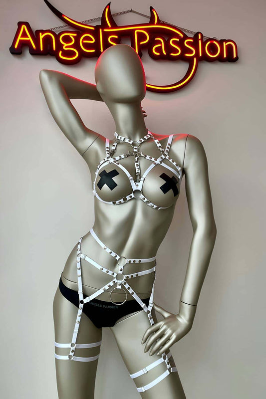 White Elastic Fantasy Garter Harness
