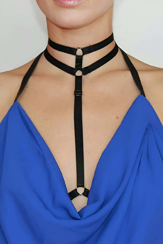 Stylish Double Row Elastic Harness on Neck