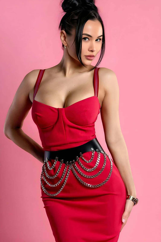 Leather Chain Waist Belt, Corset Harness