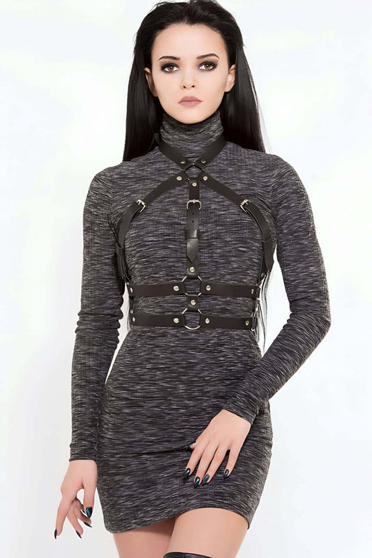 Dress, Stylish Leather Accessory on Shirt