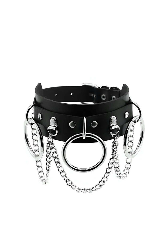 Sexy Choker with Ring and Chain Detail