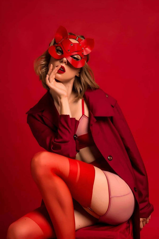 Cat Eared Leather Fantasy Mask