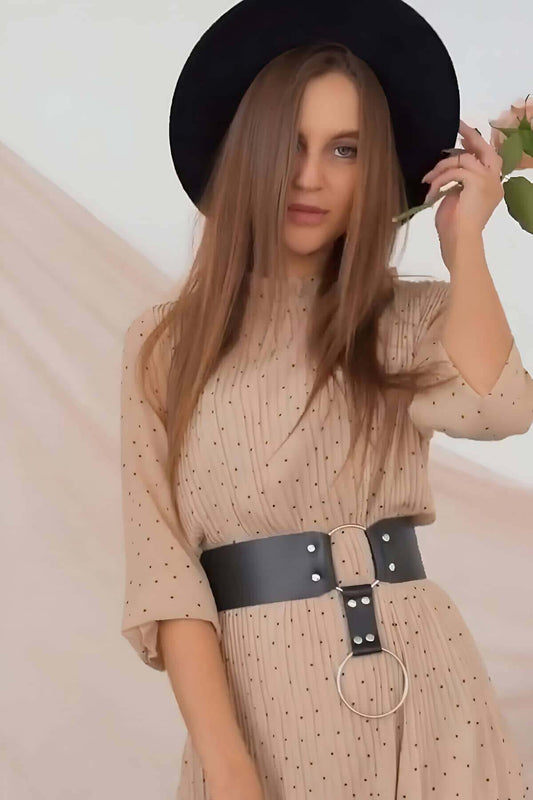 Stylish Leather Belt, Ring Detail Belt