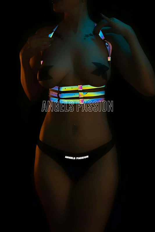 Sexy and Stylish Harness Bustier with Colorful Reflection
