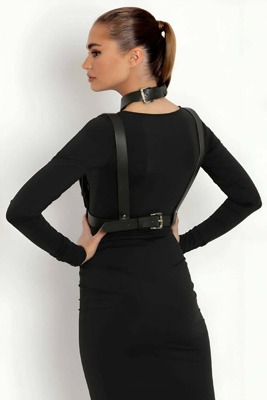Shoulder Strap Leather Belt Over Shoulder and Chest