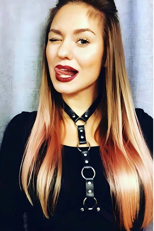 Stylish Leather Chest Harness with Pieces