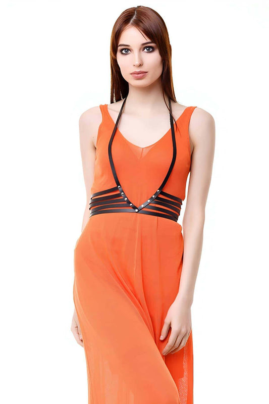 Stylish Parallel Patterned Leather Harness