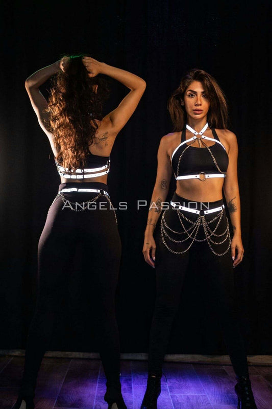 Reflective Chain Harness Set in the Dark, Dancewear, Partywear