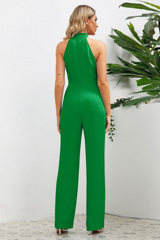 Sleek Bowknot Halter Neck Jumpsuit