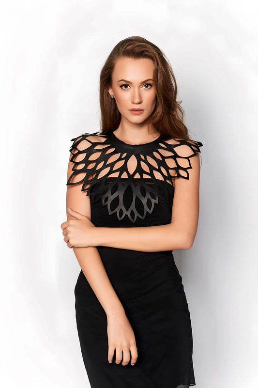 Chic Leather Harness Shawl with Drop Detail