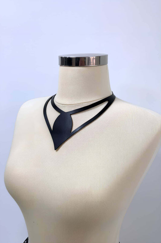Leather Choker with Teardrop, Leather Choker Necklace