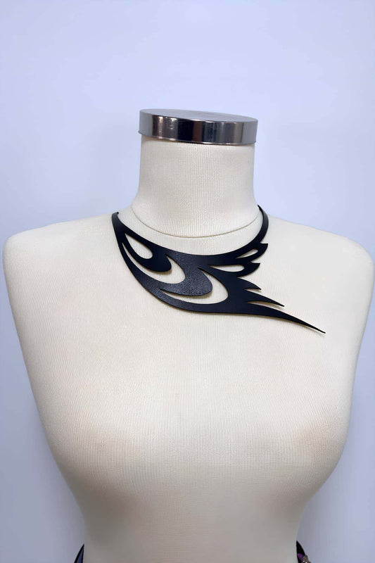 Laser-Cut Leather Choker, Leather Necklace