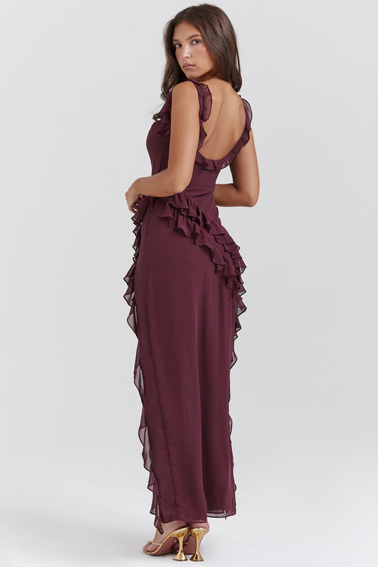 Bordeaux Ruffle Elegance Dress