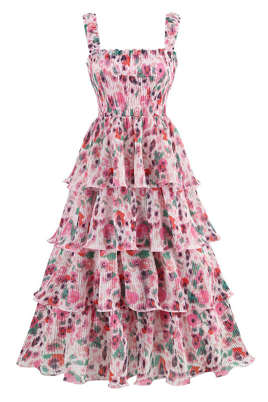 Floral Tiered Georgette Midi Dress