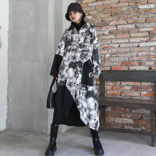 Cloudy Night Sky Trench Coat