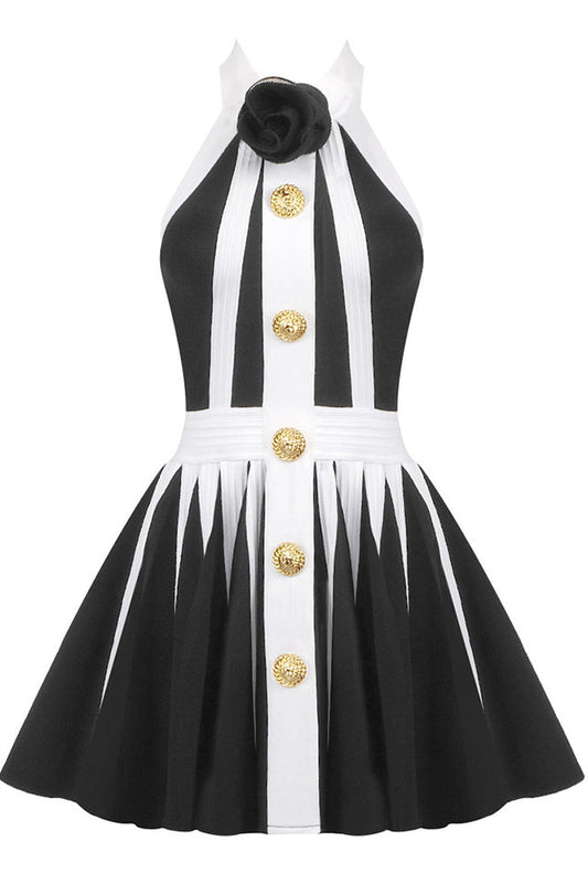 Backless Knit Dress With Rose Detail