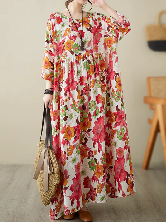 Relaxed Fit Floral Loose Smock Dress