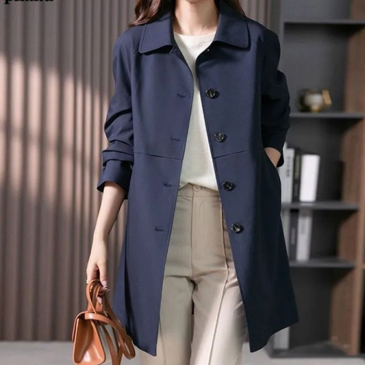 Gemma Women’s Casual Button Front Long Trench Coat