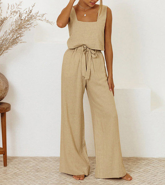 Meganâ„¢ - Minimalist Top and Wide-Leg Pants Set