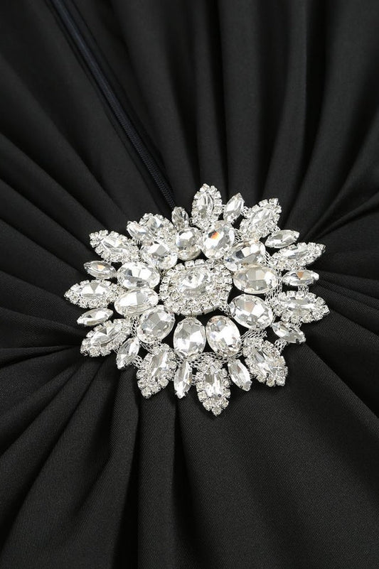 Cutout Crepe V-Neck Dress