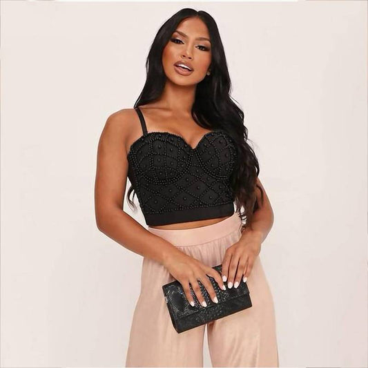 White On Black Crop Top