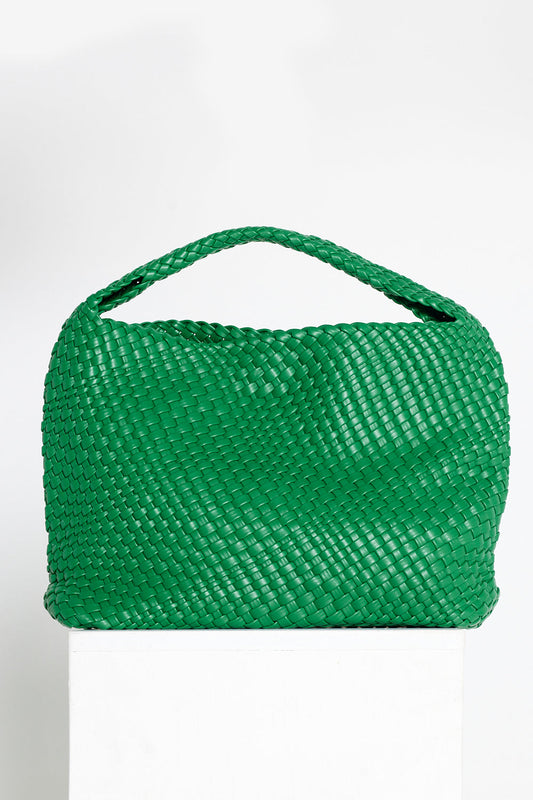 Woven Slouch Bag & Clutch - Grass Green
