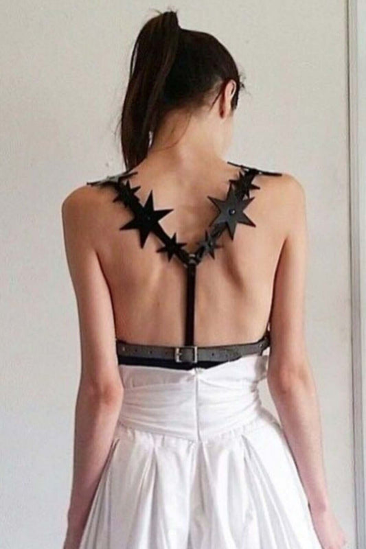 Stylish Leather Belt Harness with Star Detail