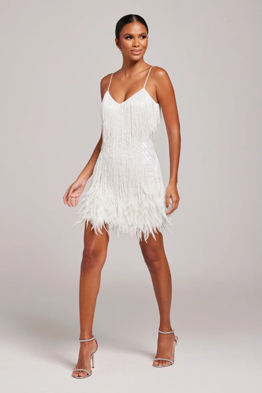 Opal Women’s Cocktail Dress with Fringe Feathers