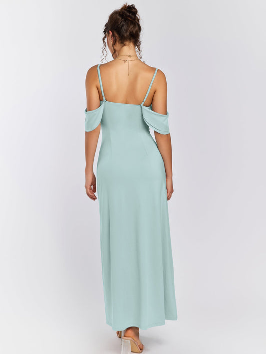 Draped Sleeve Ruched Bust Bodycon Dress