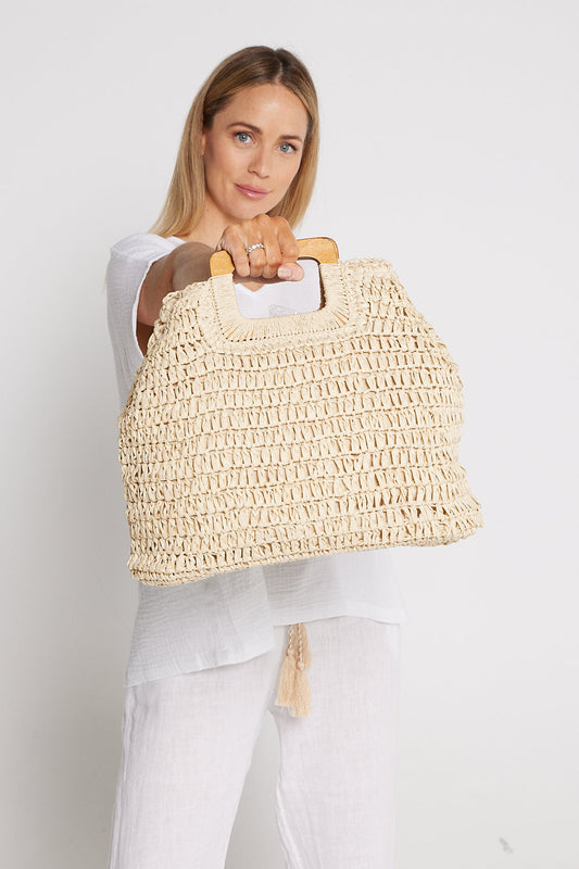 Cancun Raffia Handbag - Natural