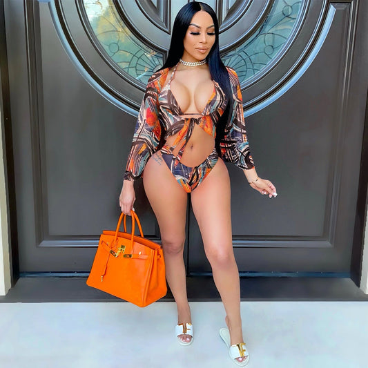 Sculpted Strappy Swimsuit – Tropical Bloom