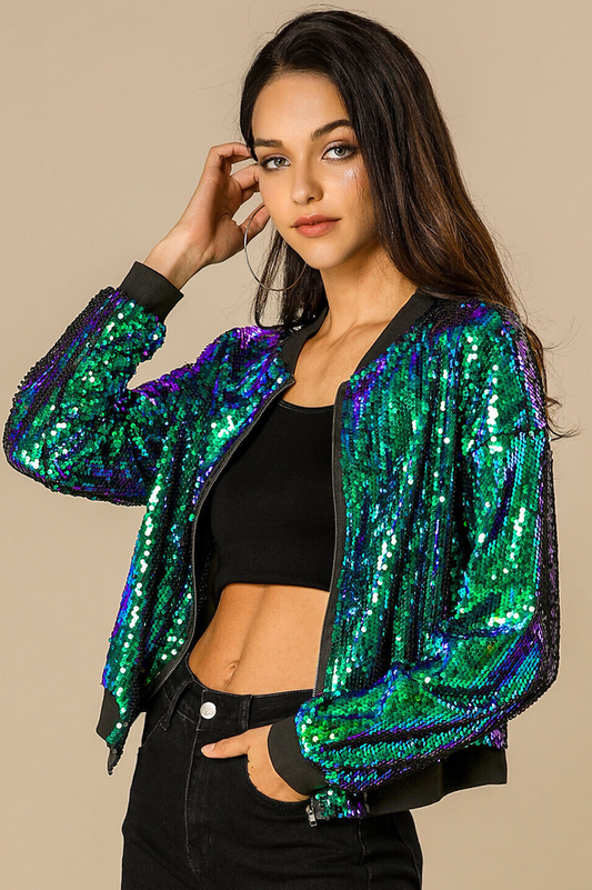 Mermaid Sequin Bomber Jacket