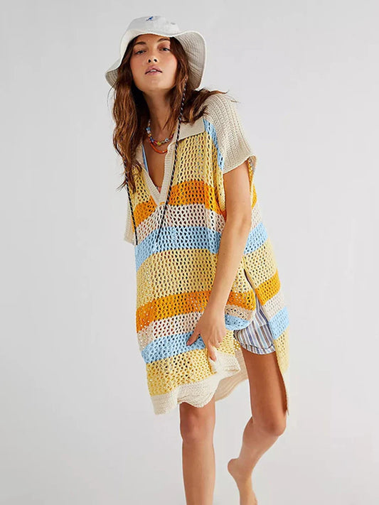 Contrast Color Beach Cover-Up