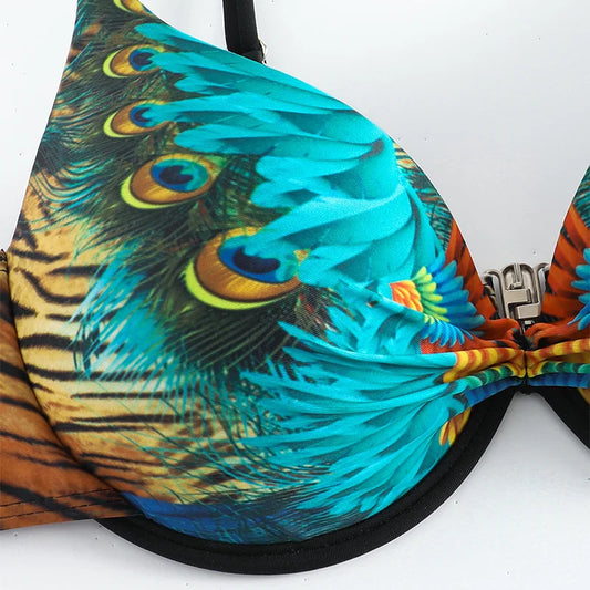 Elegant Cut-Out Bikini – Floral Dream