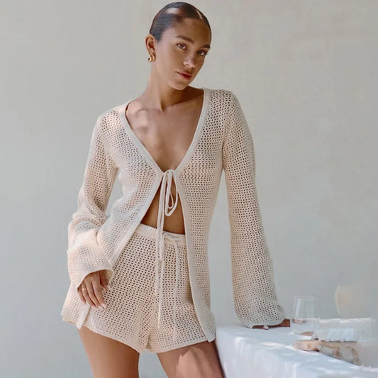 Mesh Tie-Up Resort Wear