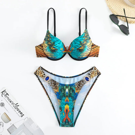 Elegant Cut-Out Bikini – Floral Dream