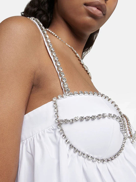 Cold White Flowers Mini Dress