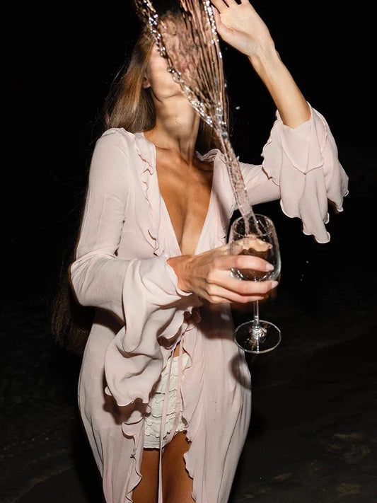 Ruffle Long Vacation Wrap